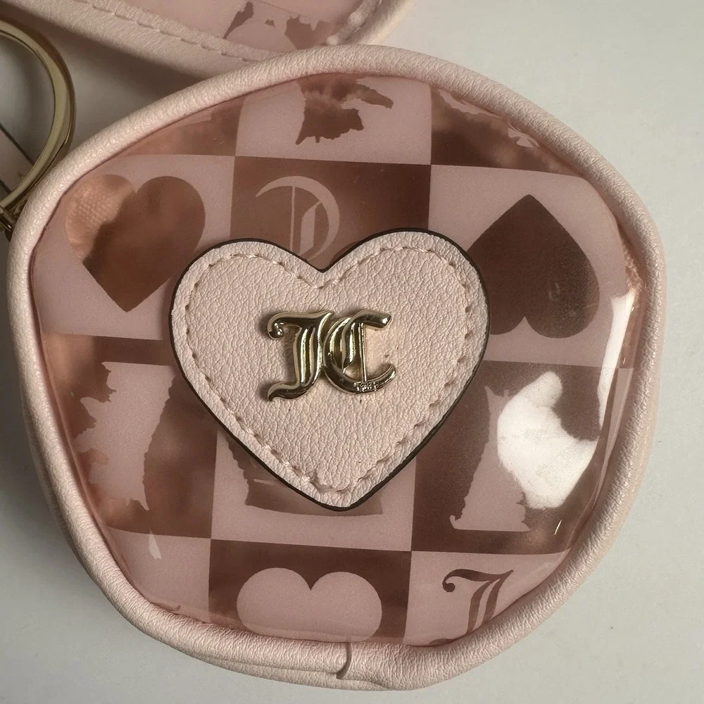 Juicy Couture Paradise 3 Pc Pouch Set Powder Blush Pink Wristlet Coin Purse